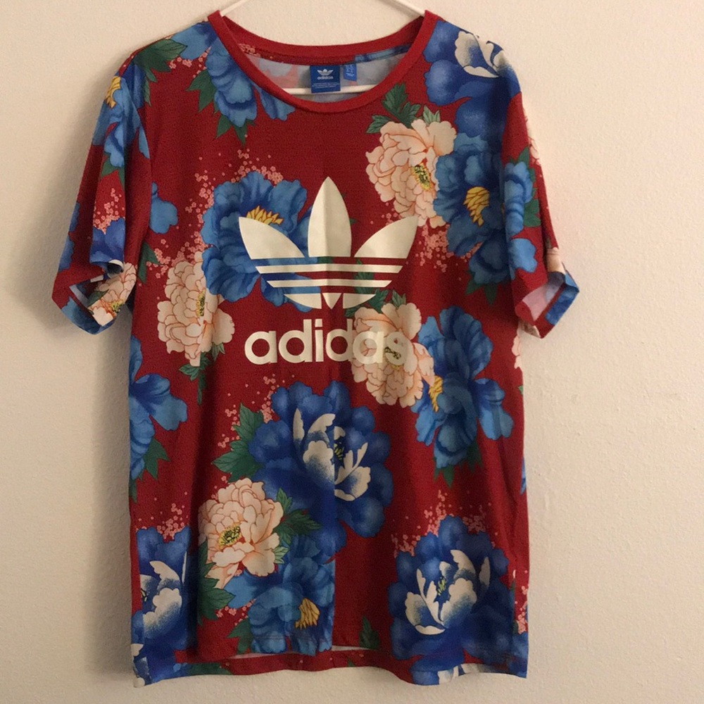 Unisex Adidas Floral T-Shirt Size L